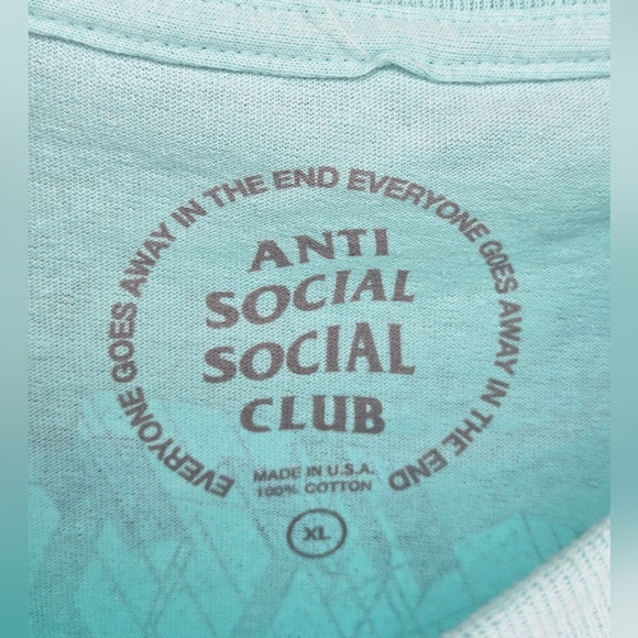 Anti Social Social Club How Deep Graphics Tee Shirt Shirt Sleeve Mint Green - Picture 5 of 8